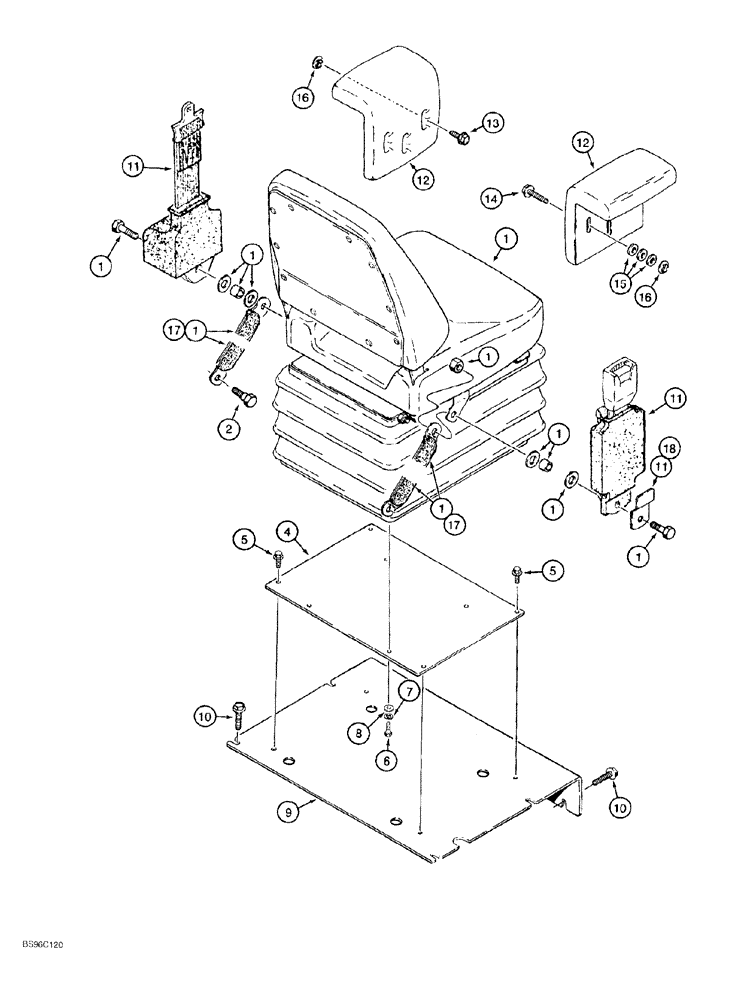 Схема запчастей Case 550G - (9-24) - SUSPENSION SEAT MOUNTING, ARMRESTS AND SEAT BELT (05) - UPPERSTRUCTURE CHASSIS