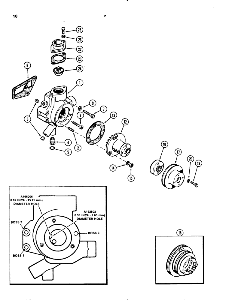 Схема запчастей Case 450B - (010) - WATER PUMP, 207 TURBOCHARGED DIESEL ENGINE, 207 NATUREALLY ASPIRED DIESEL ENGINE (01) - ENGINE