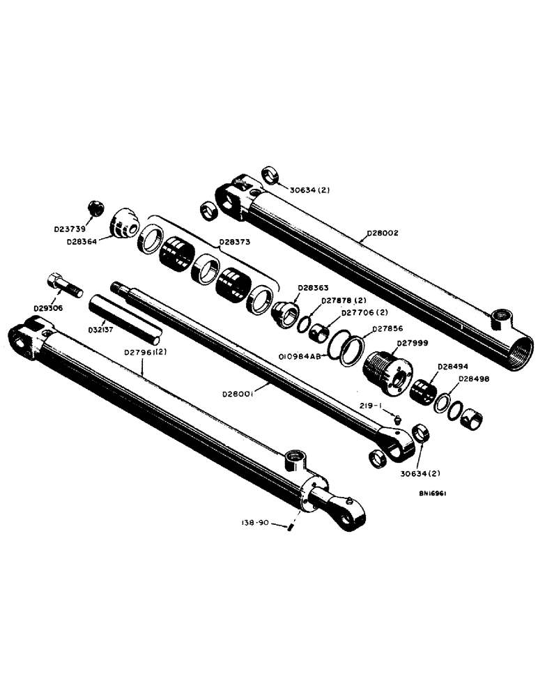 Схема запчастей Case 31 - (036) - D27961 HYDRAULIC LIFT CYLINDERS 