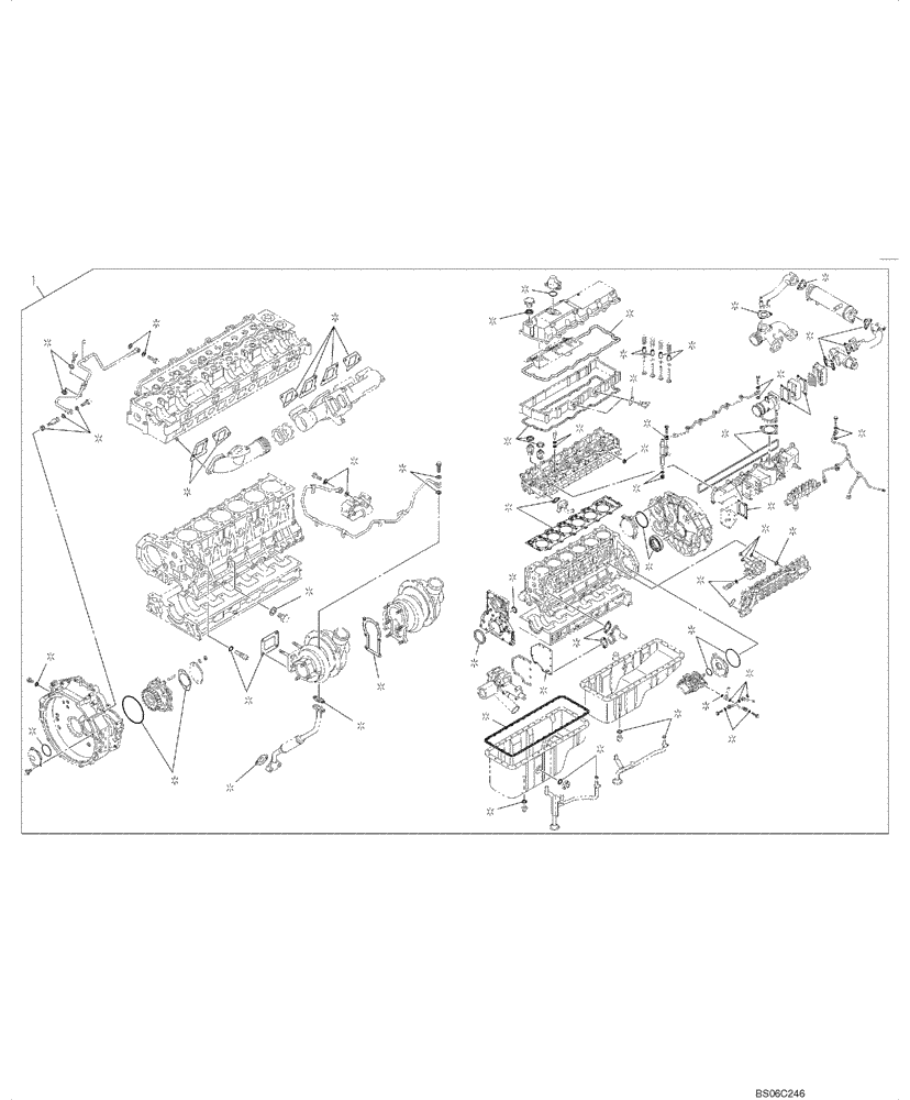 Схема запчастей Case CX350B - (02-06) - PACKAGE SEALS - ENGINE (02) - ENGINE