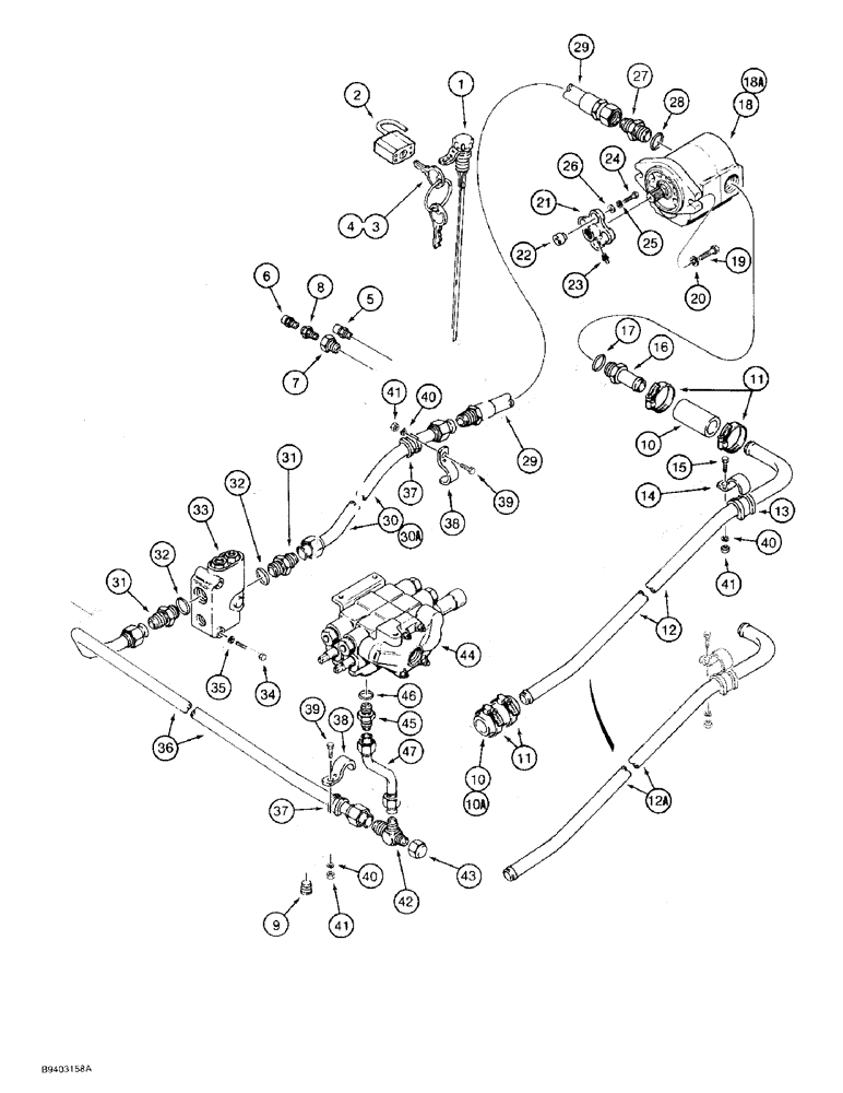 Схема запчастей Case 480F - (8-002) - EQUIPMENT HYDRAULIC SYSTEM, RESERVOIR TO LOADER CONTROL VALVE (08) - HYDRAULICS