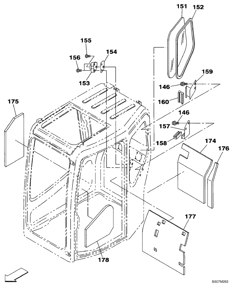 Схема запчастей Case CX135SR - (09-21) - CAB INSULATION (09) - CHASSIS/ATTACHMENTS