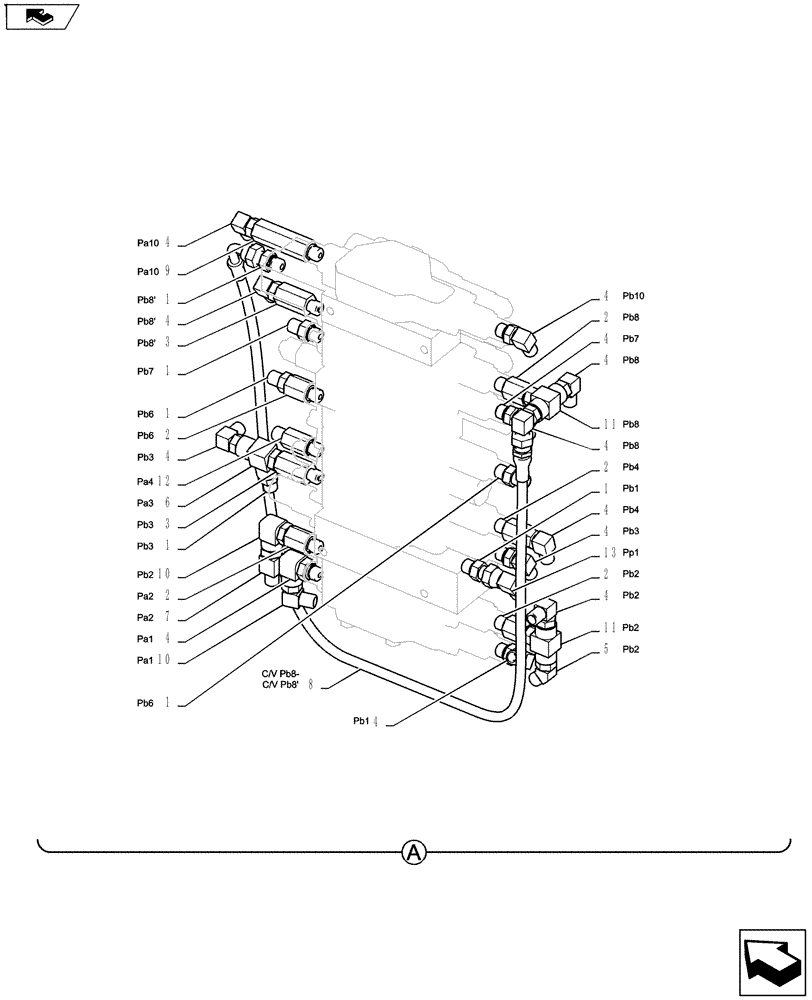 Схема запчастей Case CX27B ASN - (35.322.10) - CONTROL LINES, MAIN (NIBBLER AND BREAKER) (35) - HYDRAULIC SYSTEMS