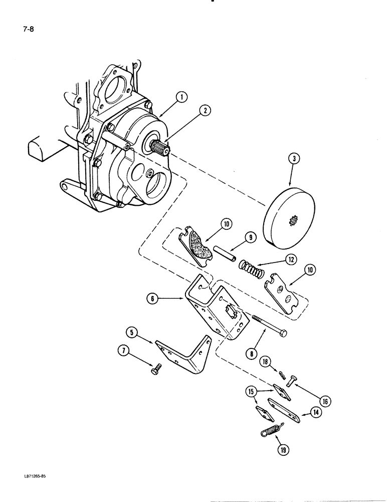 Схема запчастей Case 480E - (7-08) - TRANSAXLE PARK BRAKE, 4 WHEEL DRIVE (07) - BRAKES