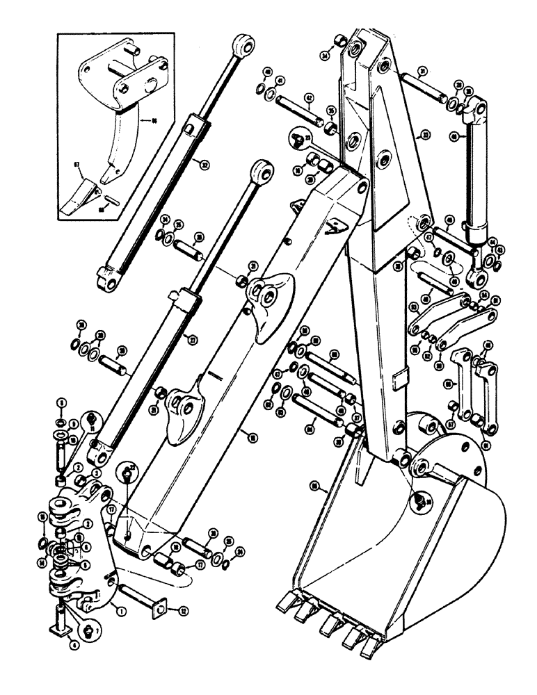 Схема запчастей Case 680CK - (132) - TOWER, BOOM, DIPPER ARM AND BUCKET (84) - BOOMS, DIPPERS & BUCKETS