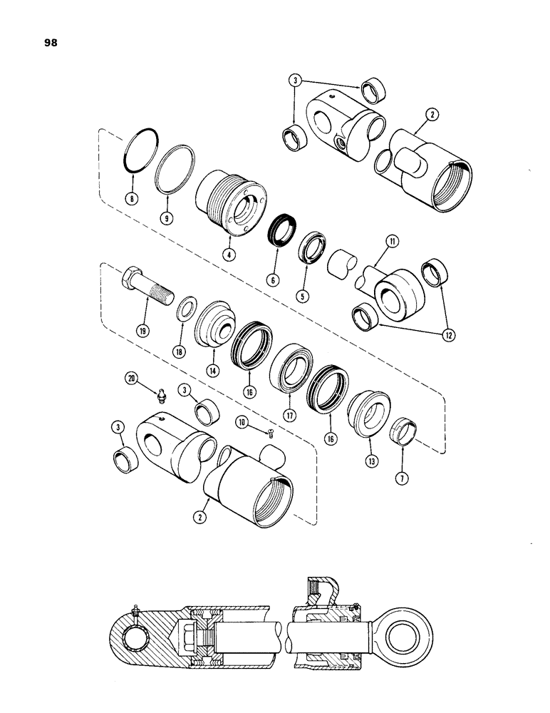 Схема запчастей Case 33 - (098) - G32588 & G32589 STABILIZER CYLINDER, 3-1/2" DIA. CYLINDER W/16-3/8" STROKE 