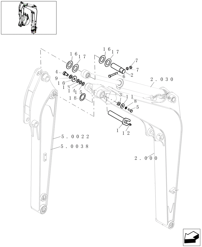 Схема запчастей Case CX16B - (2.003[01]) - DIPPER STICK (84) - BOOMS, DIPPERS & BUCKETS