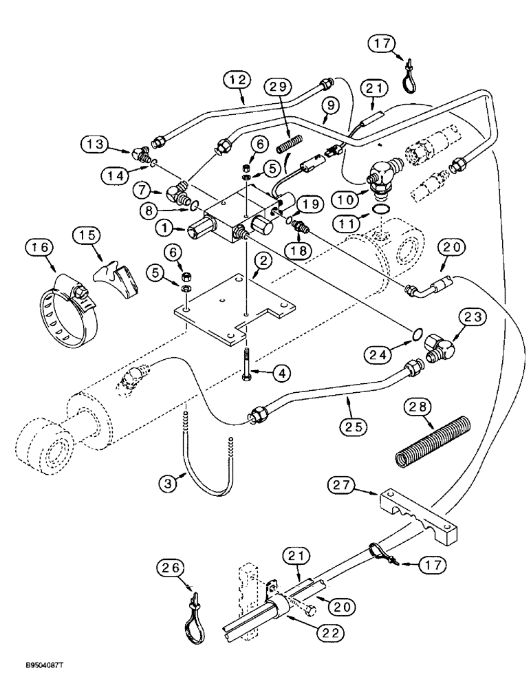 Схема запчастей Case 580SL - (8-076) - BACKHOE BOOM LOCK HYDRAULIC, AND ELECTRICAL CIRCUIT, AT BOOM CYLINDER (08) - HYDRAULICS