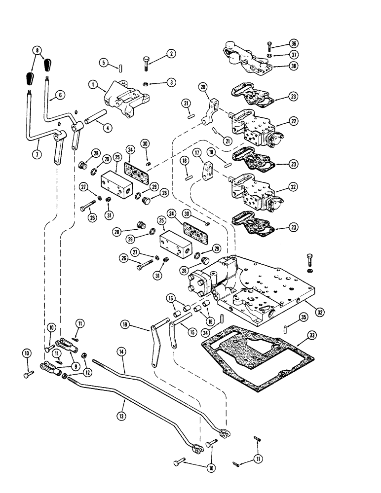 Схема запчастей Case 580 - (150) - REMOTE HYDRAULIC CONTROLS, POWER SHUTTLE (35) - HYDRAULIC SYSTEMS