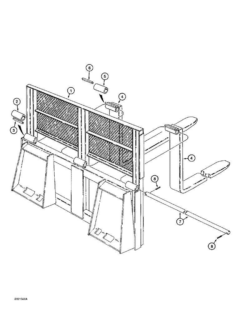 Схема запчастей Case 1838 - (9-12) - PALLET FORK, BRICK GUARD AND FRAME, MODELS WITH CASE COUPLER (09) - CHASSIS/ATTACHMENTS