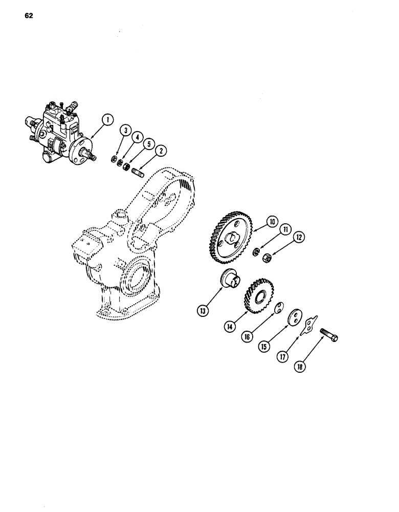 Схема запчастей Case 480D - (062) - INJECTION PUMP DRIVE, 188 DIESEL ENGINE (10) - ENGINE