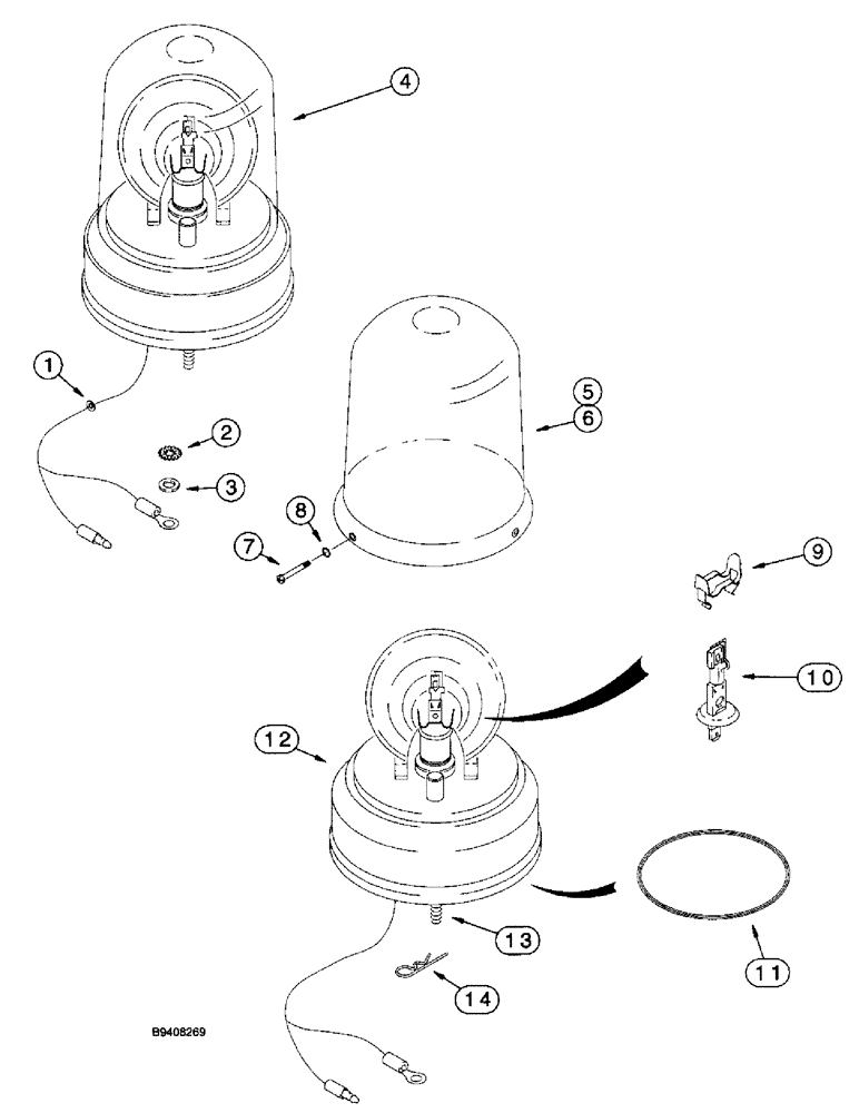 Схема запчастей Case 570LXT - (4-46) - ROTATING BEACON, USED ON CAB OR CANOPY MODELS (04) - ELECTRICAL SYSTEMS