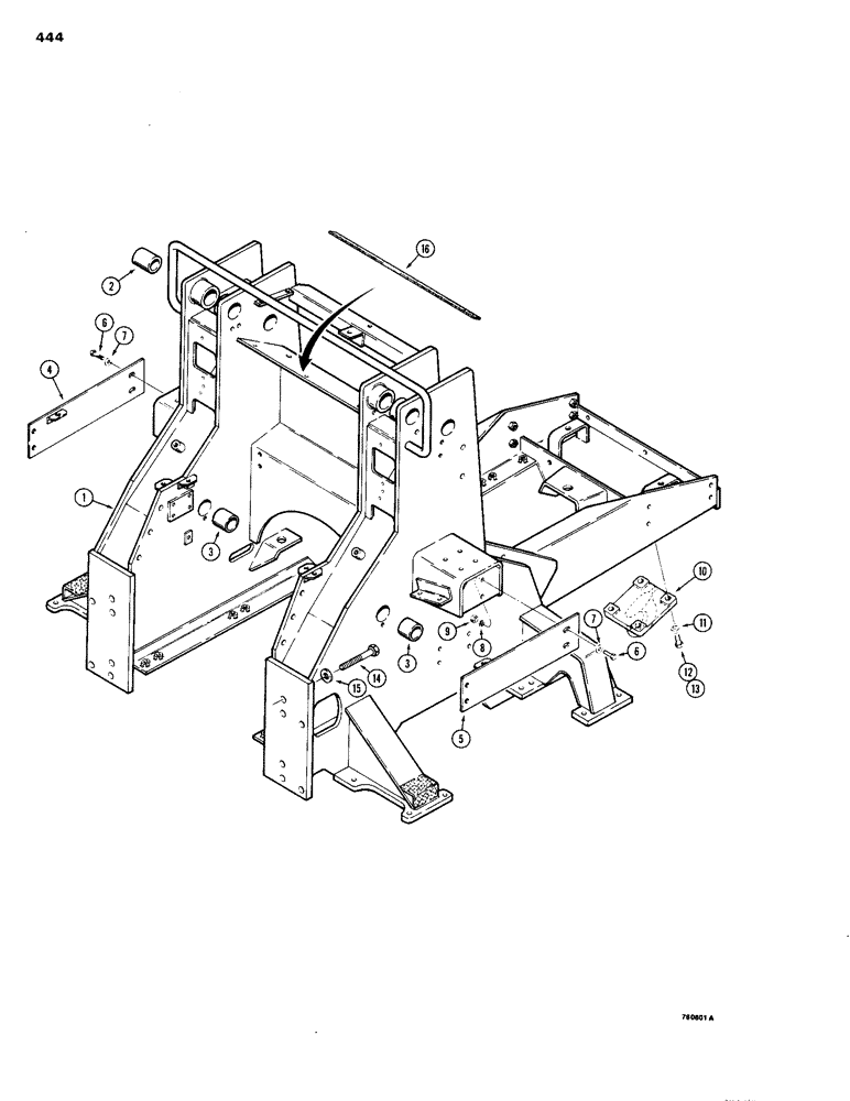 Схема запчастей Case 1150B - (444) - LOADER ENGINE AND MAIN FRAME (05) - UPPERSTRUCTURE CHASSIS