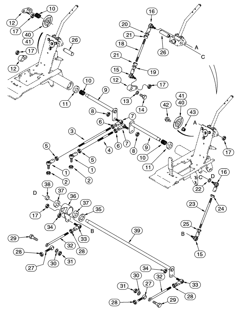 Схема запчастей Case 85XT - (09-16) - LINKAGE LOADER & GROUND DRIVE, MODELS WITHOUT FOOT CTRLS, N. AMERICAN -JAF0352233, EURO. -JAF0352714 (09) - CHASSIS