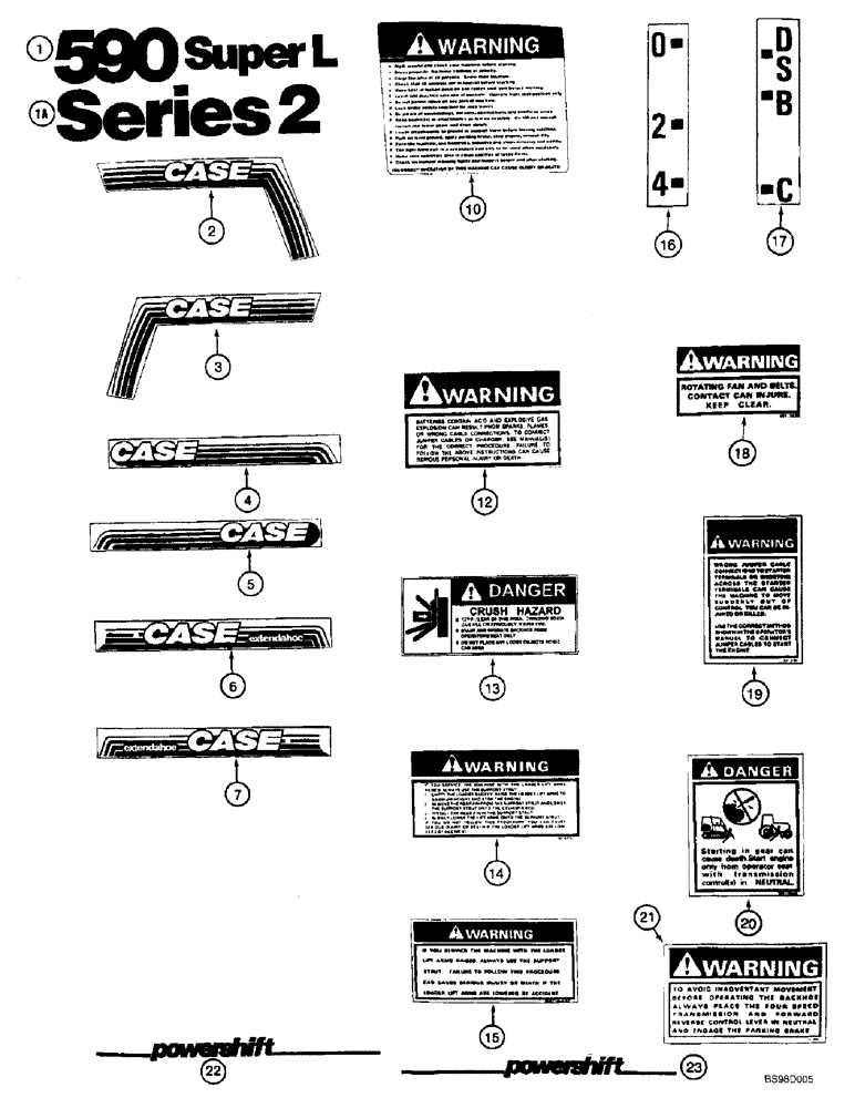 Схема запчастей Case 590SL - (9-94) - DECALS (09) - CHASSIS/ATTACHMENTS