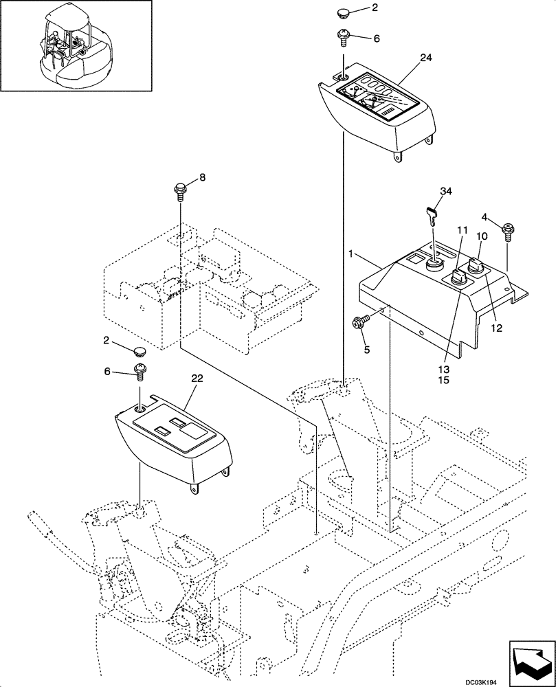 Схема запчастей Case CX47 - (09-32[00]) - INSTRUMENT PANEL ASSY - CANOPY (09) - CHASSIS/ATTACHMENTS