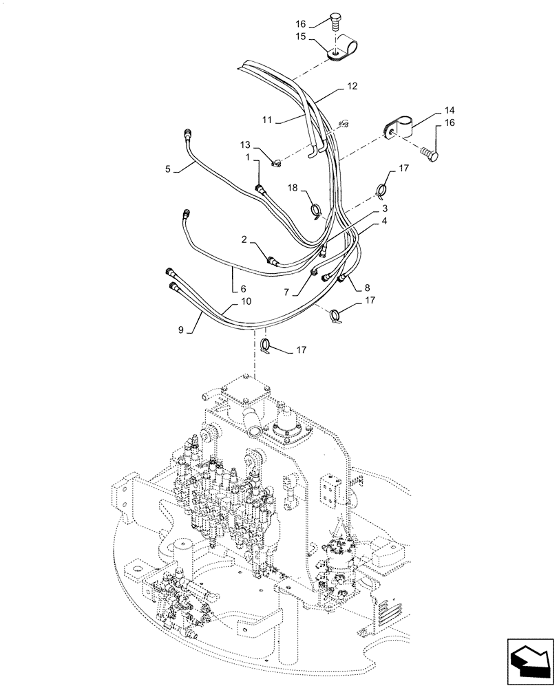 Схема запчастей Case CX36B - (01-056[02]) - CONTROL LINES, REMOTE (J/D MULTI) - SN PX15-21105 - 21961 (35) - HYDRAULIC SYSTEMS