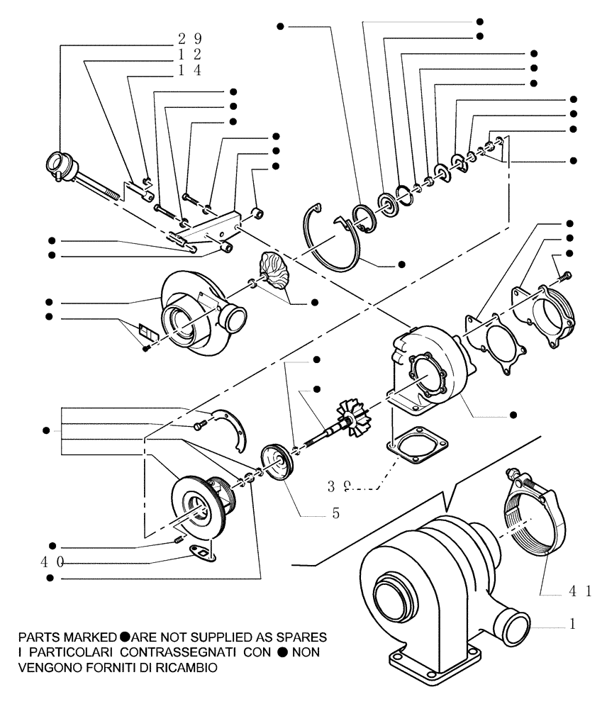 Схема запчастей Case 1850K LT - (0.240[01]) - TURBOCHARGER - COMPONENTS (01) - ENGINE