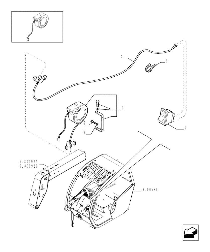 Схема запчастей Case TX1055 - (9.00000[01]) - POWER SOCKET WITH REEL - OPTIONAL CODE 749087011 (55) - ELECTRICAL SYSTEMS