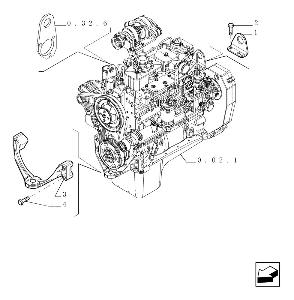 Схема запчастей Case TX1055 - (0.45.0[01]) - HOOKS - ENGINE (10) - ENGINE