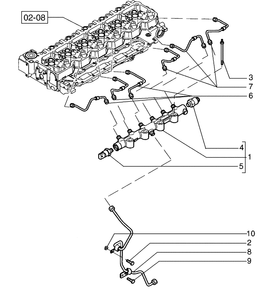 Схема запчастей Case 885B AWD - (03-09[01]) - FUEL INJECTION TUBES (03) - FUEL SYSTEM