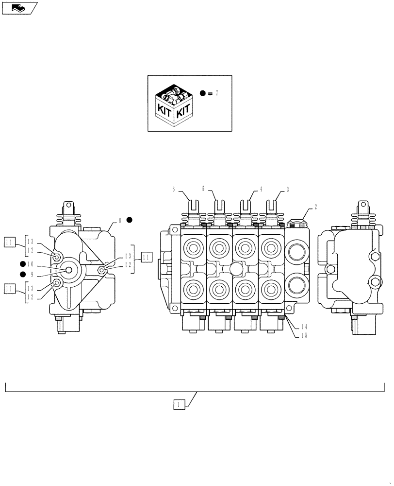 Схема запчастей Case 586H - (35.355.03) - VALVE CONTROL FORK LIFT FOUR SPOOL (35) - HYDRAULIC SYSTEMS