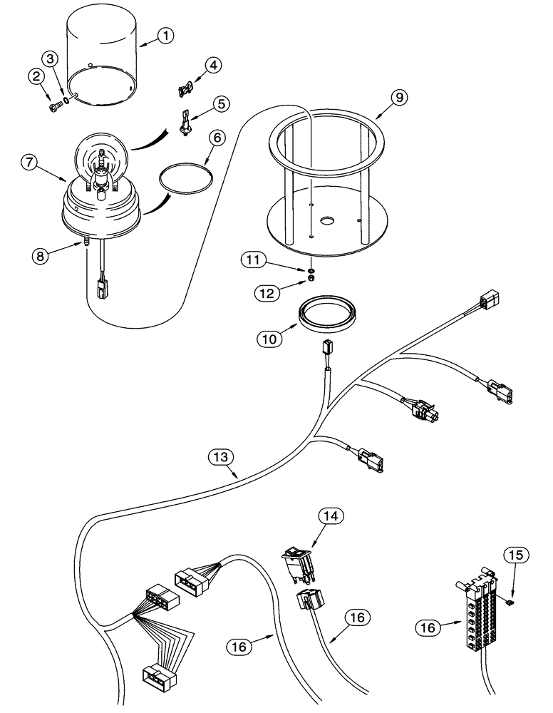 Схема запчастей Case 721C - (04-34) - BEACON ASSY, ROTATING - MOUNTING (04) - ELECTRICAL SYSTEMS