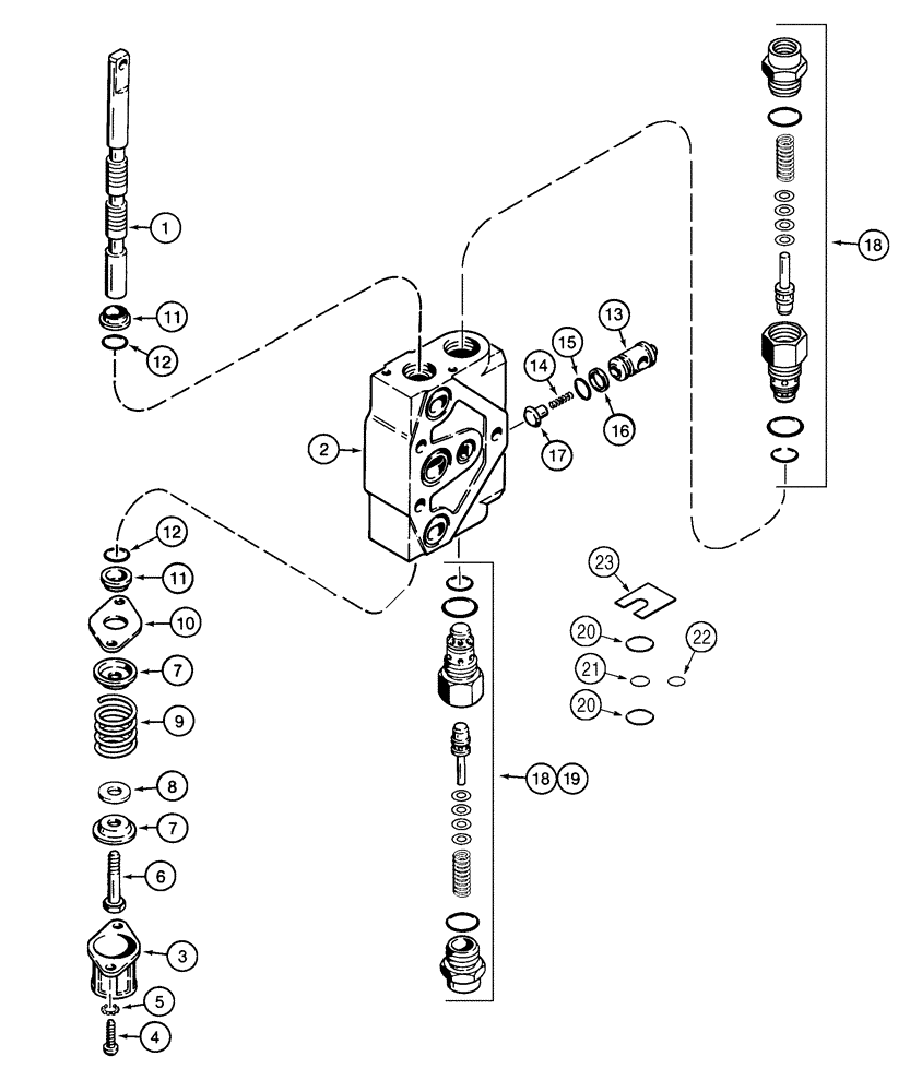 Схема запчастей Case 960 - (08-24) - VALVE SECTION BACKHOE BOOM, DIPPER AND SWING (08) - HYDRAULICS