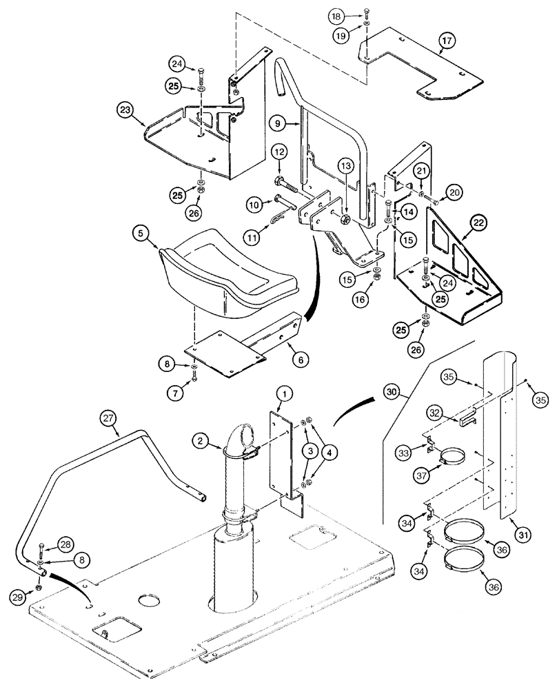 Схема запчастей Case 960 - (09-10) - BACKHOE PLATFORM (09) - CHASSIS