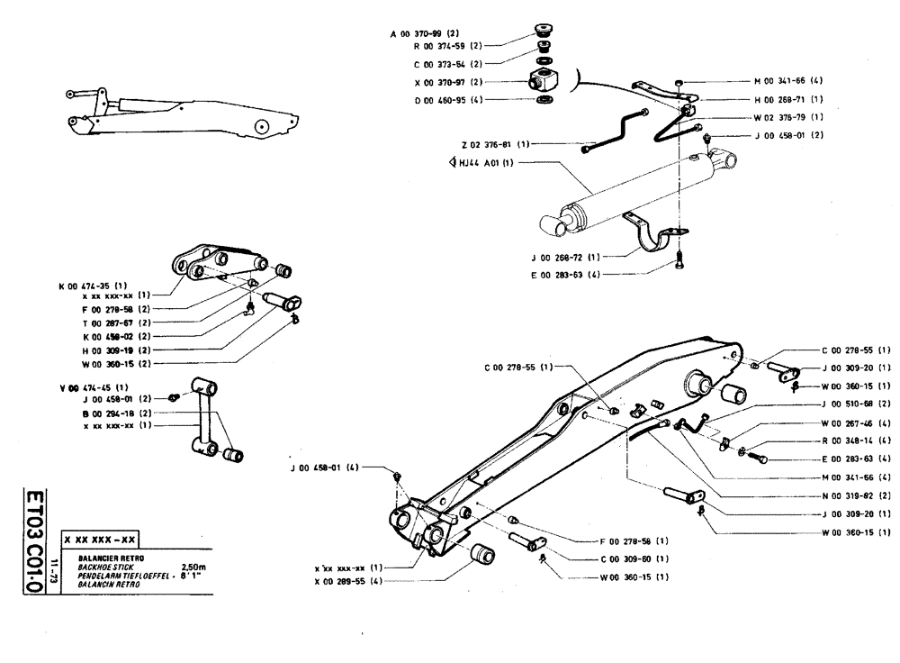 Схема запчастей Case TY45 - (ET03 C01.0) - BACKHOE STICK - 2,50 M (8 1") (14) - DIPPERSTICKS