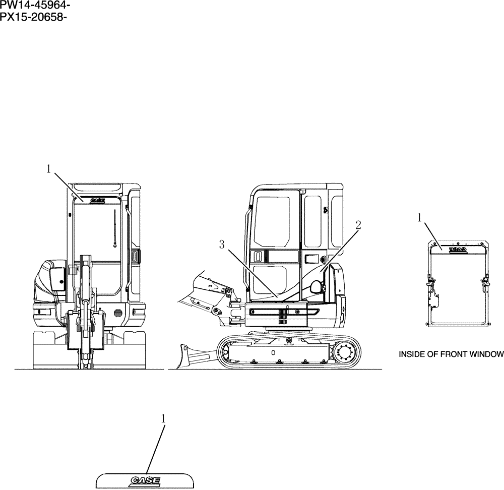 Схема запчастей Case CX31B - (967-29[1]) - NAME PLATE INSTAL CAB (00) - GENERAL & PICTORIAL INDEX