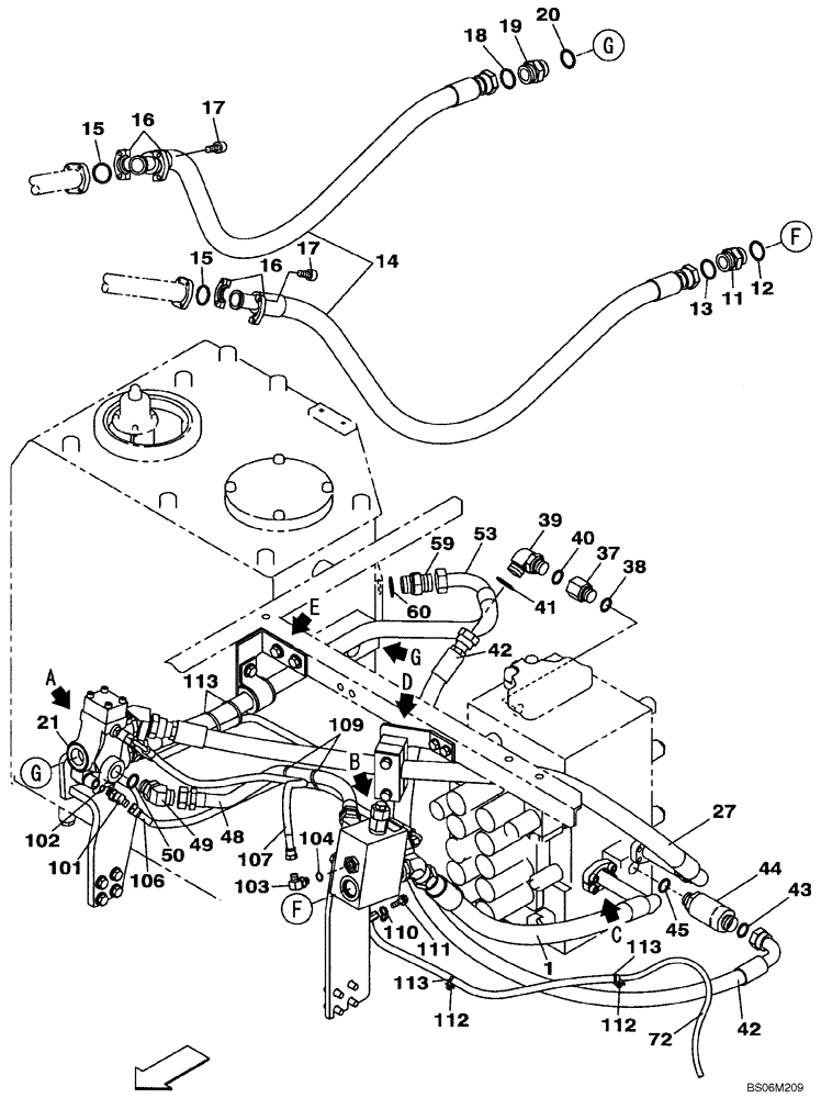 Схема запчастей Case CX290B - (08-35) - HYDRAULICS, AUXILIARY - MULTI-PURPOSE + 3 WAY VALVE, TRIGGER ACTIVATED (08) - HYDRAULICS