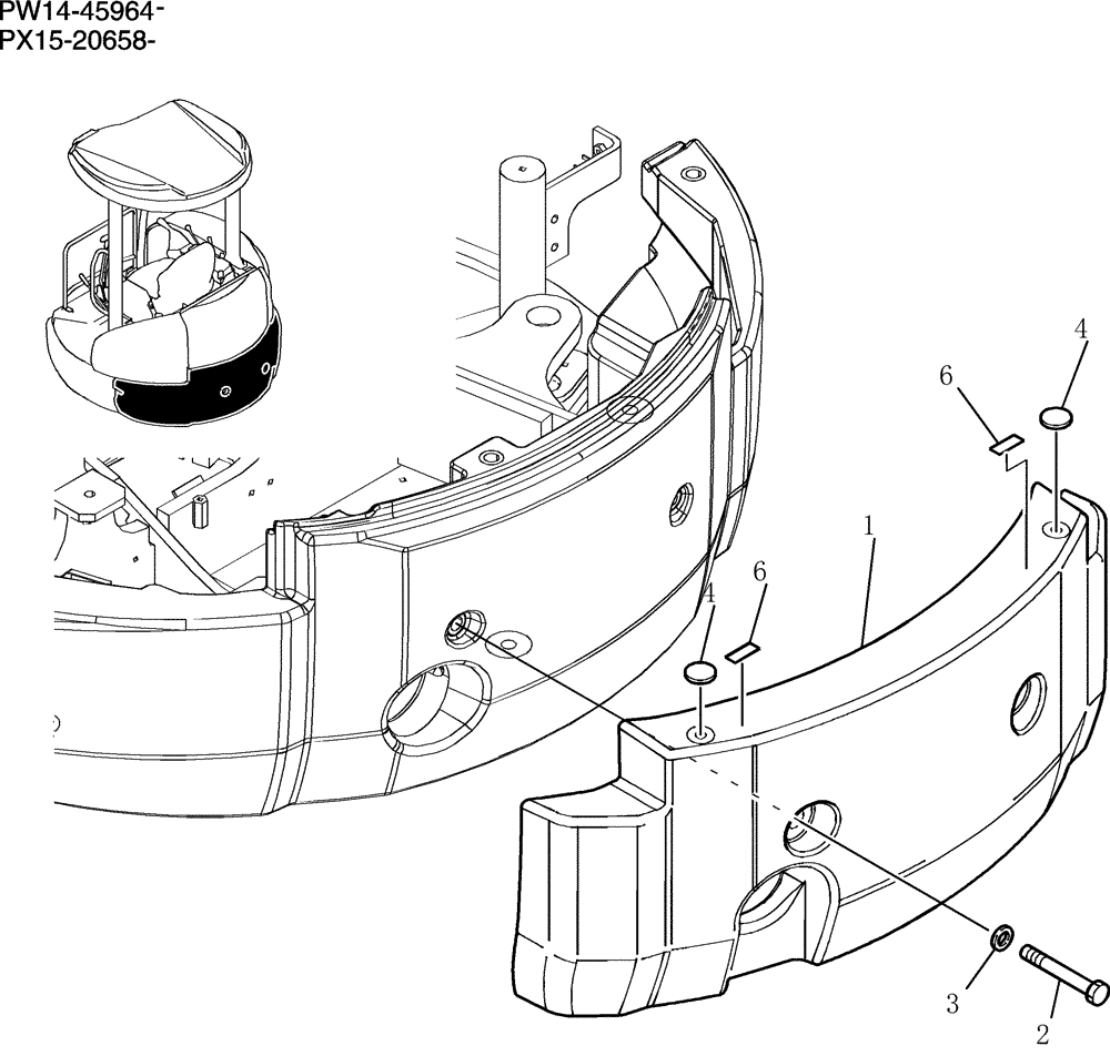 Схема запчастей Case CX36B - (016-29[1]) - COUNTERWEIGHT INSTAL (GAIN) (05) - SUPERSTRUCTURE