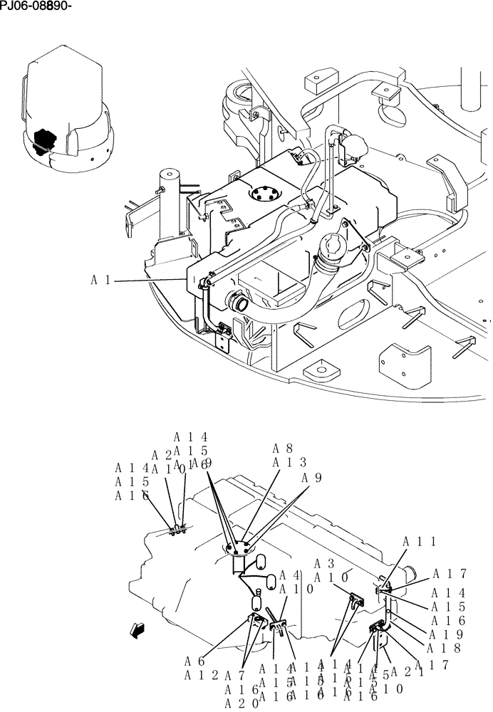 Схема запчастей Case CX50B - (060-01[1]) - TANK ASSY, FUEL CAB (10) - ENGINE