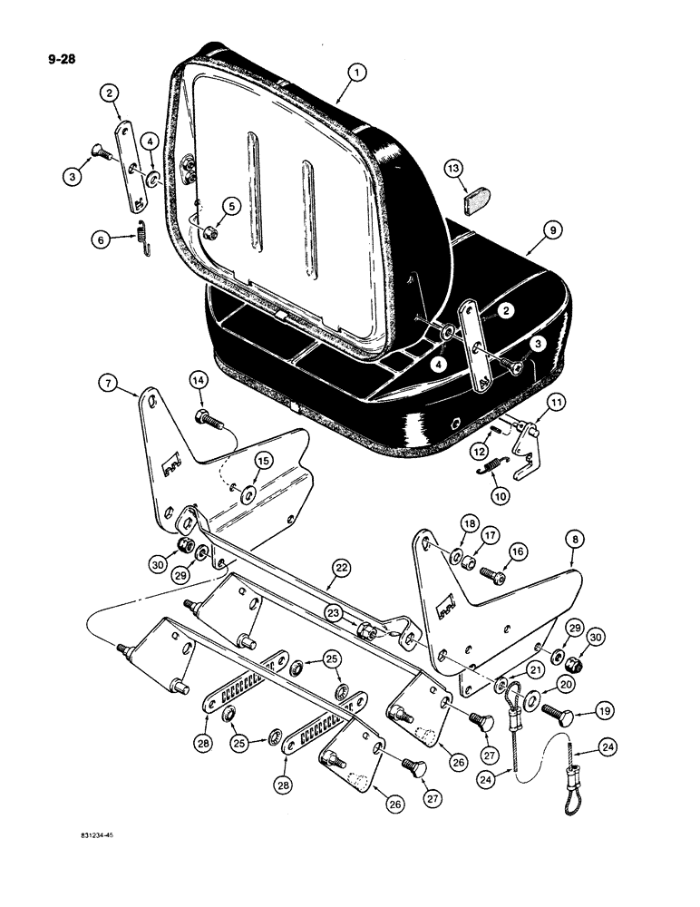 Схема запчастей Case W11B - (9-028) - L112224 SUSPENSION SEAT (09) - CHASSIS/ATTACHMENTS