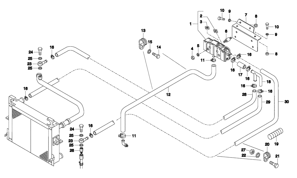 Схема запчастей Case 330 - (04A00020610[02]) - ENGINE COOLING SYSTEM - PIPING (01) - ENGINE