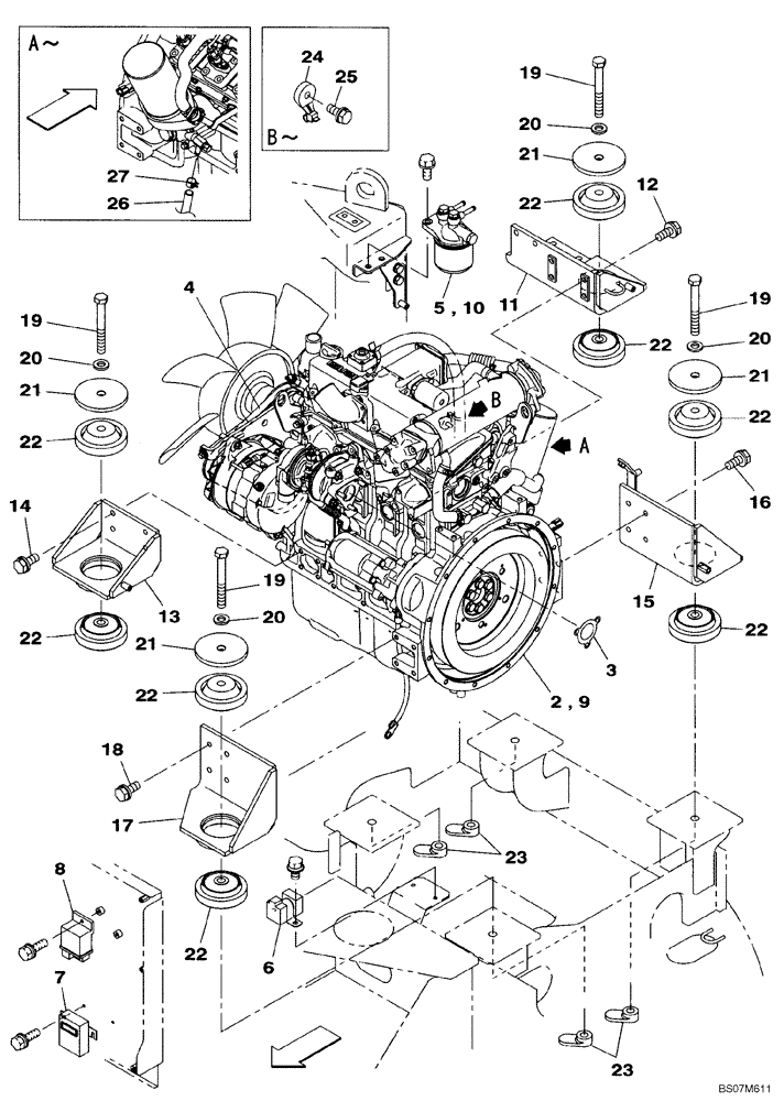 Схема запчастей Case CX75SR - (02-01) - ENGINE MOUNTING (02) - ENGINE