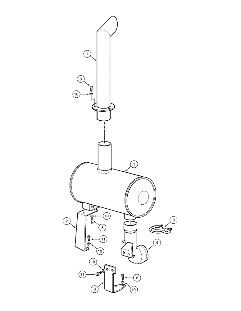 Схема запчастей Case 845 - (02-20[01]) - MUFFLER AND EXHAUST SYSTEM (02) - ENGINE