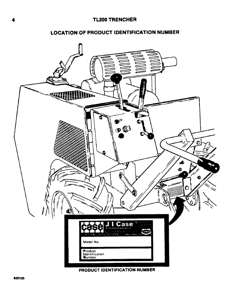 Схема запчастей Case TL200 - (04) - LOCATION OF PRODUCT IDENTIFICATION NUMBER 