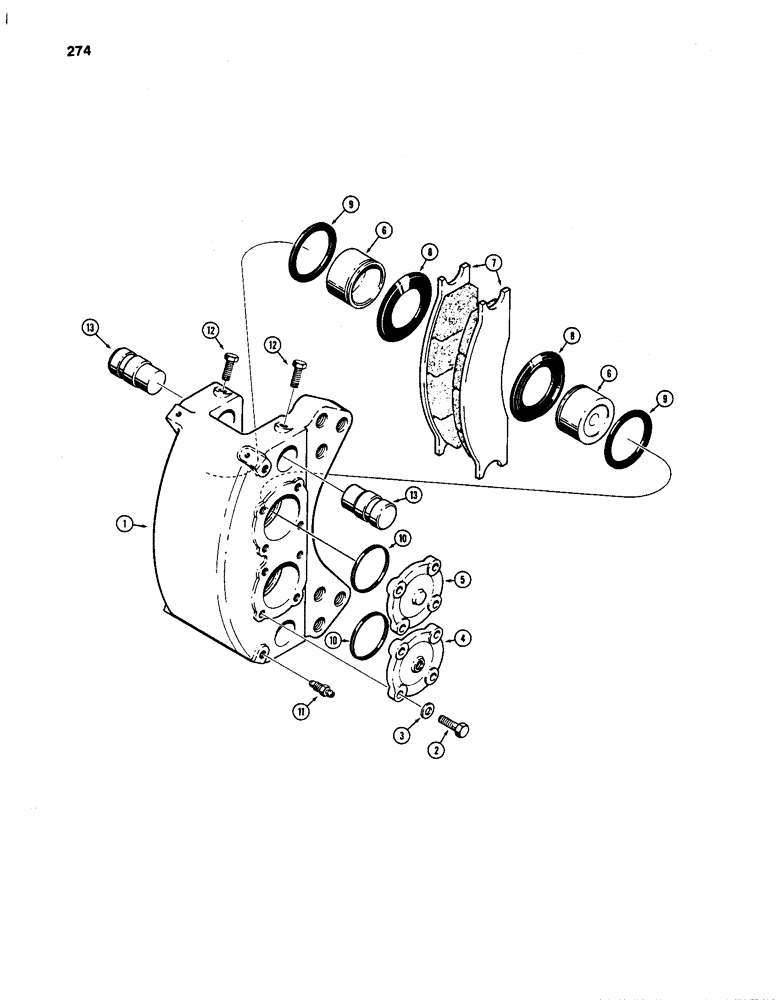 Схема запчастей Case W24C - (274) - GOODRICH BRAKE CALIPERS, FOR CLARK AXLES (06) - POWER TRAIN