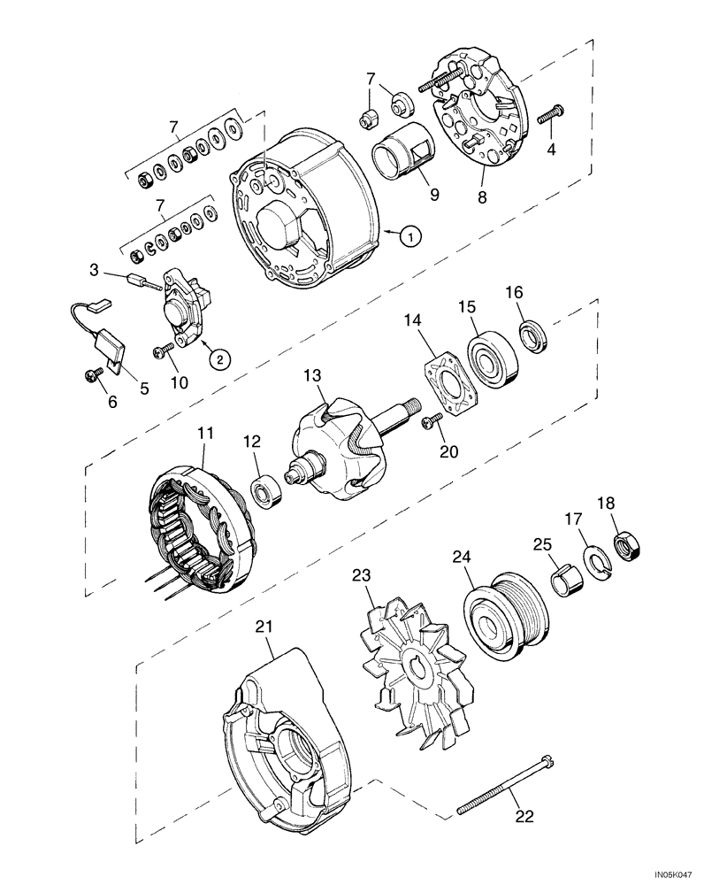 Схема запчастей Case 550H-IND - (04-02) - ALTERNATOR ASSY (04) - ELECTRICAL SYSTEMS