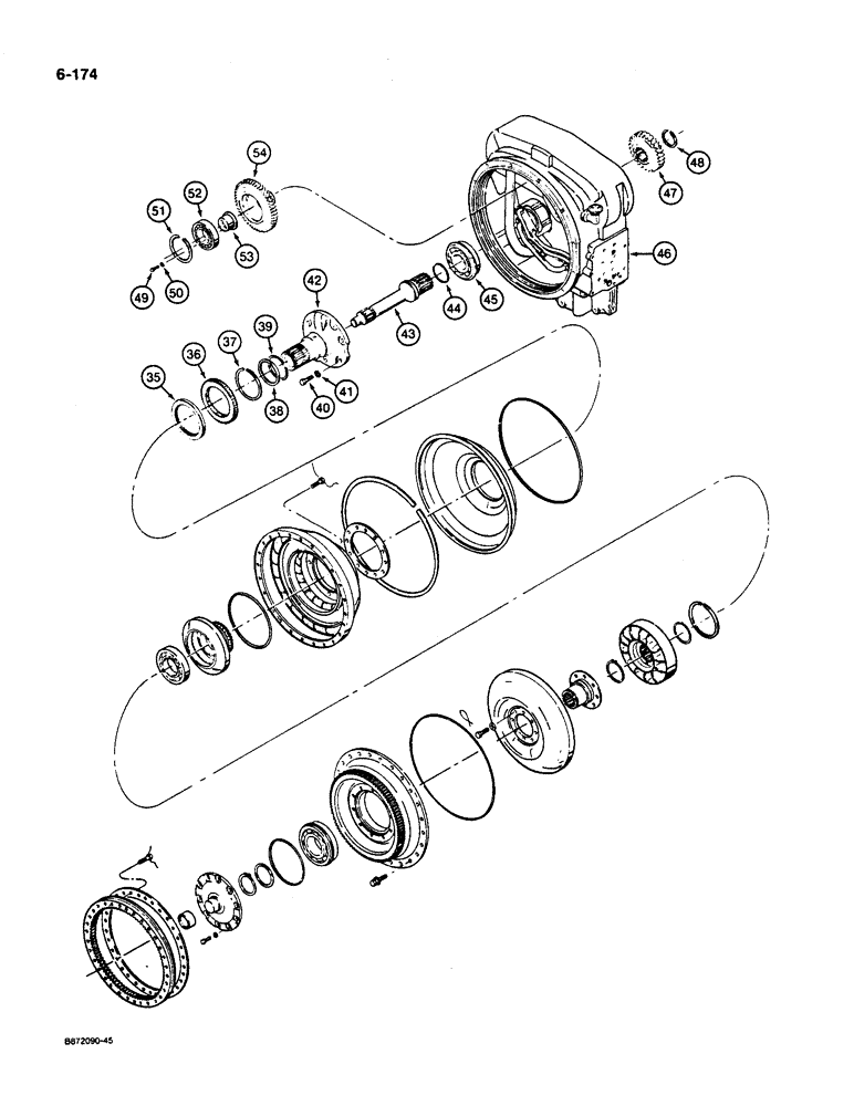 Схема запчастей Case W36 - (6-174) - TRANSMISSION ASSEMBLY, TORQUE CONVERTER (06) - POWER TRAIN