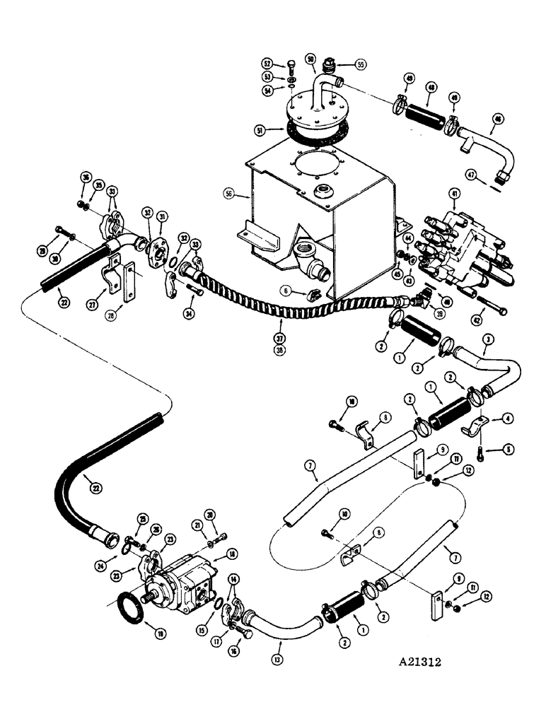 Схема запчастей Case W9E - (232) - LOADER HYDRAULICS, PUMP SUCTION AND PRESSURE LINE HYDRAULICS (08) - HYDRAULICS