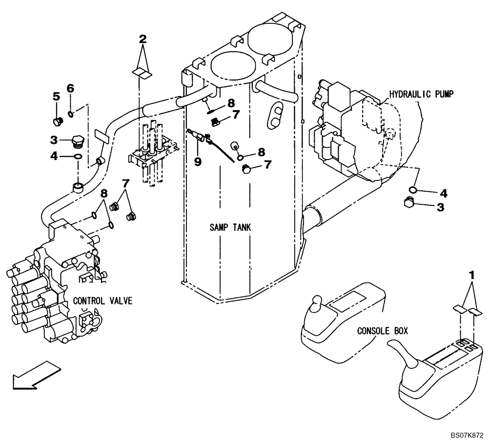 Схема запчастей Case CX225SR - (08-39) - PLUG (08) - HYDRAULICS