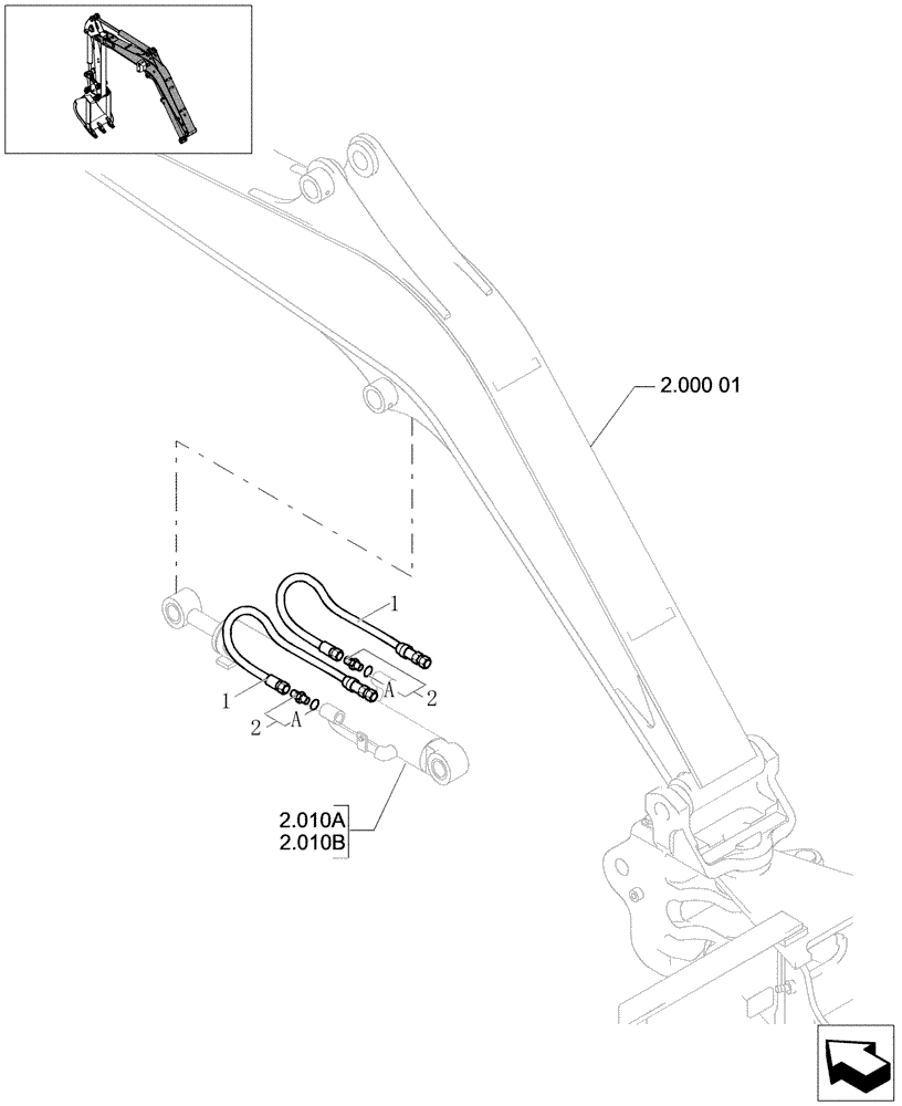 Схема запчастей Case CX20B - (2.010[03]) - BOOM CYLINDER LINES (84) - BOOMS, DIPPERS & BUCKETS