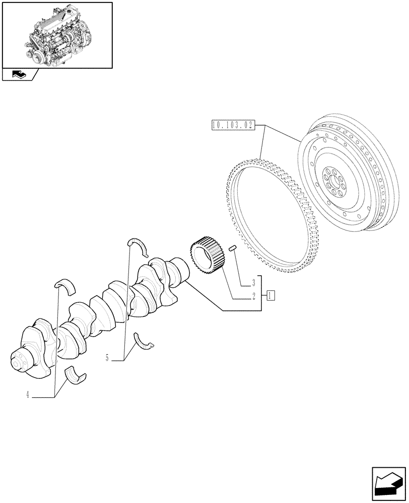 Схема запчастей Case F2CE9684U E151 - (10.103.01) - CRANKSHAFT & RELATED PARTS (504366247) (01) - ENGINE