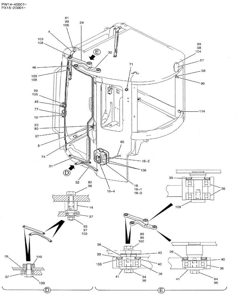 Схема запчастей Case CX31B - (05-016) - CAB ASSY (COOLER) (90) - PLATFORM, CAB, BODYWORK AND DECALS