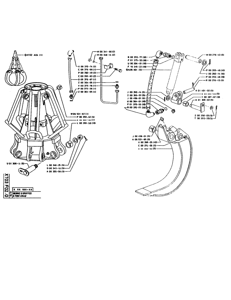 Схема запчастей Case 160CL - (352) - 5-TINE GRAB (18) - ATTACHMENT ACCESSORIES