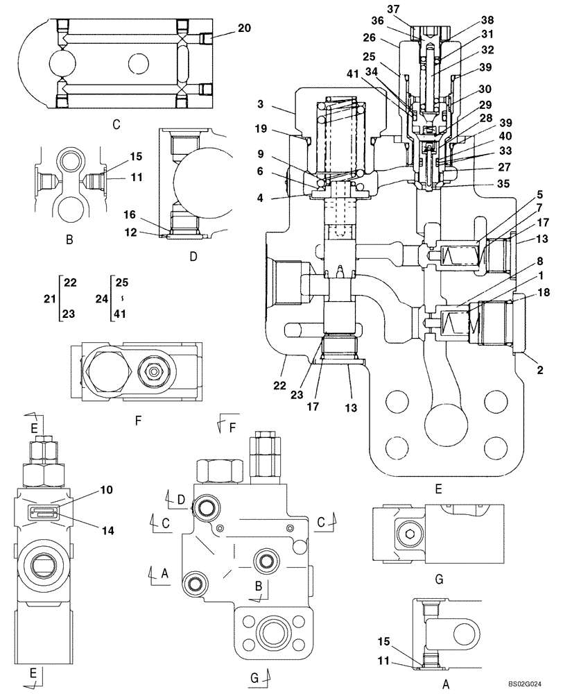 Схема запчастей Case CX210 - (08-47A) - VALVE ASSY, RELIEF - BOOM CYLINDER, MODELS WITH LOAD HOLD (08) - HYDRAULICS