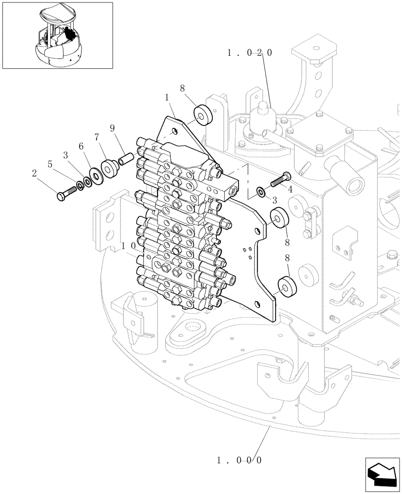 Схема запчастей Case CX27B - (1.050[01]) - CONTROL VALVE (01) - Section 1